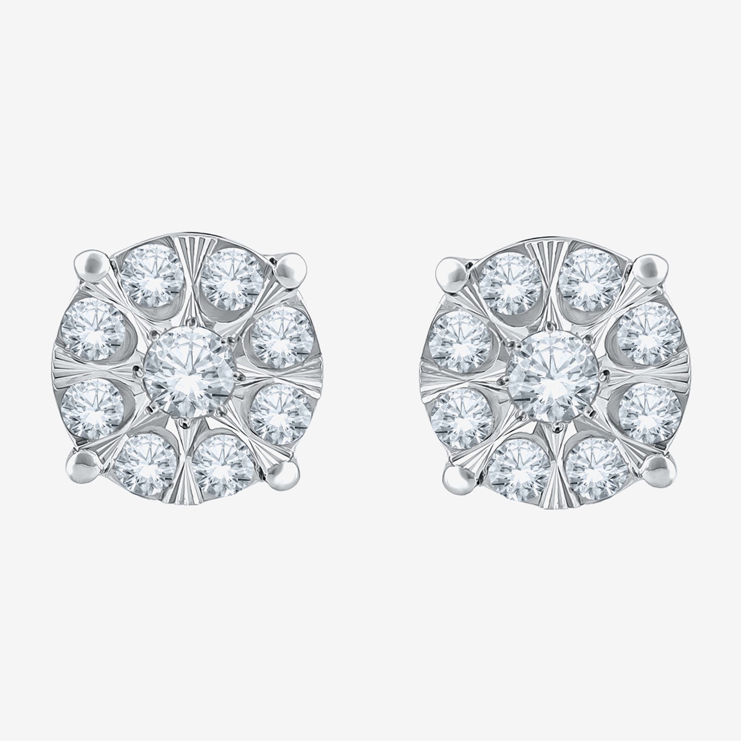 (H-I / I1) 1/2 CT. T.W. Lab Grown White Diamond Sterling Silver 7.4mm Round Stud Earrings