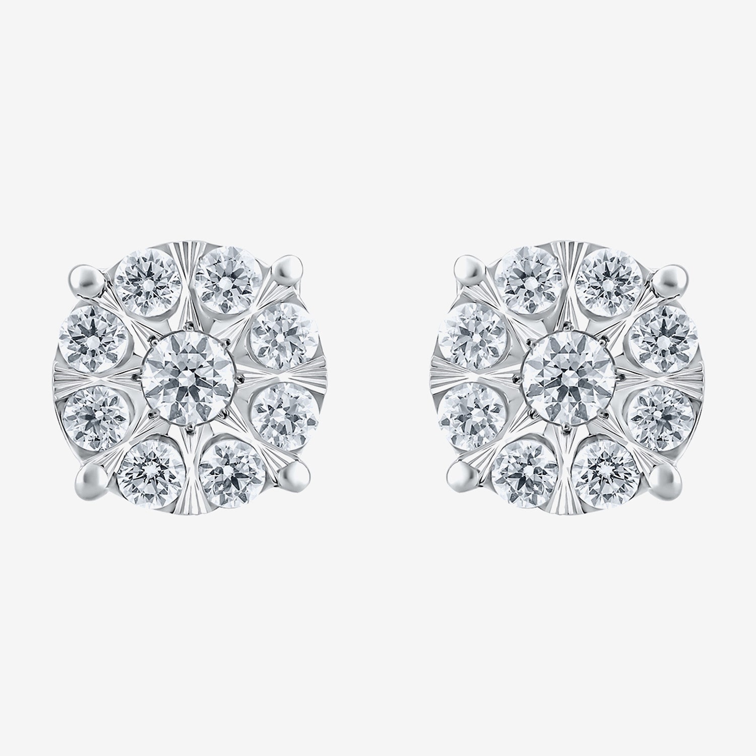 (H-I / I1) 1 CT. T.W. Lab Grown White Diamond Sterling Silver 8.9mm Round Stud Earrings