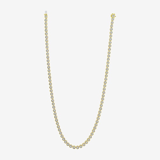 (F / Si2) Womens White Diamond 14K Gold Over Silver 18 Inch Tennis Necklace