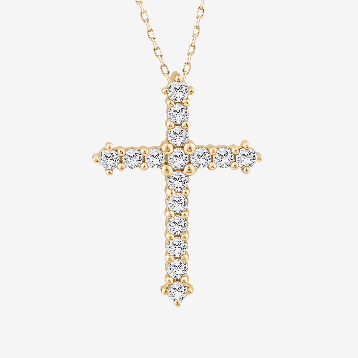Religious Jewelry (F / Si2) Womens 1/ CT. T.W. Lab Grown White Diamond 14K Gold Over Silver Cross 18 Inch Pendant Necklace
