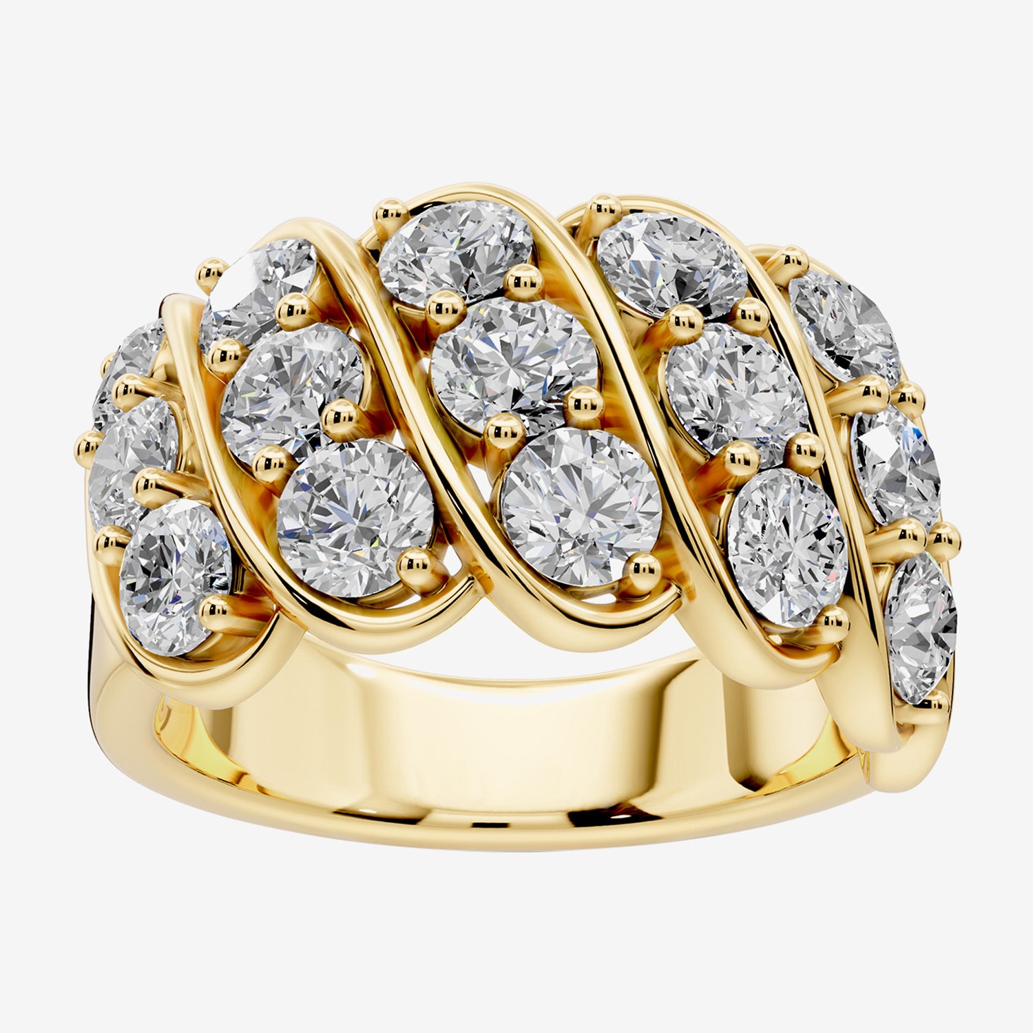 (F / Si2) Womens 2 1/2 CT. T.W. Lab Grown White Diamond 14K Gold Over Silver Round Cocktail Ring