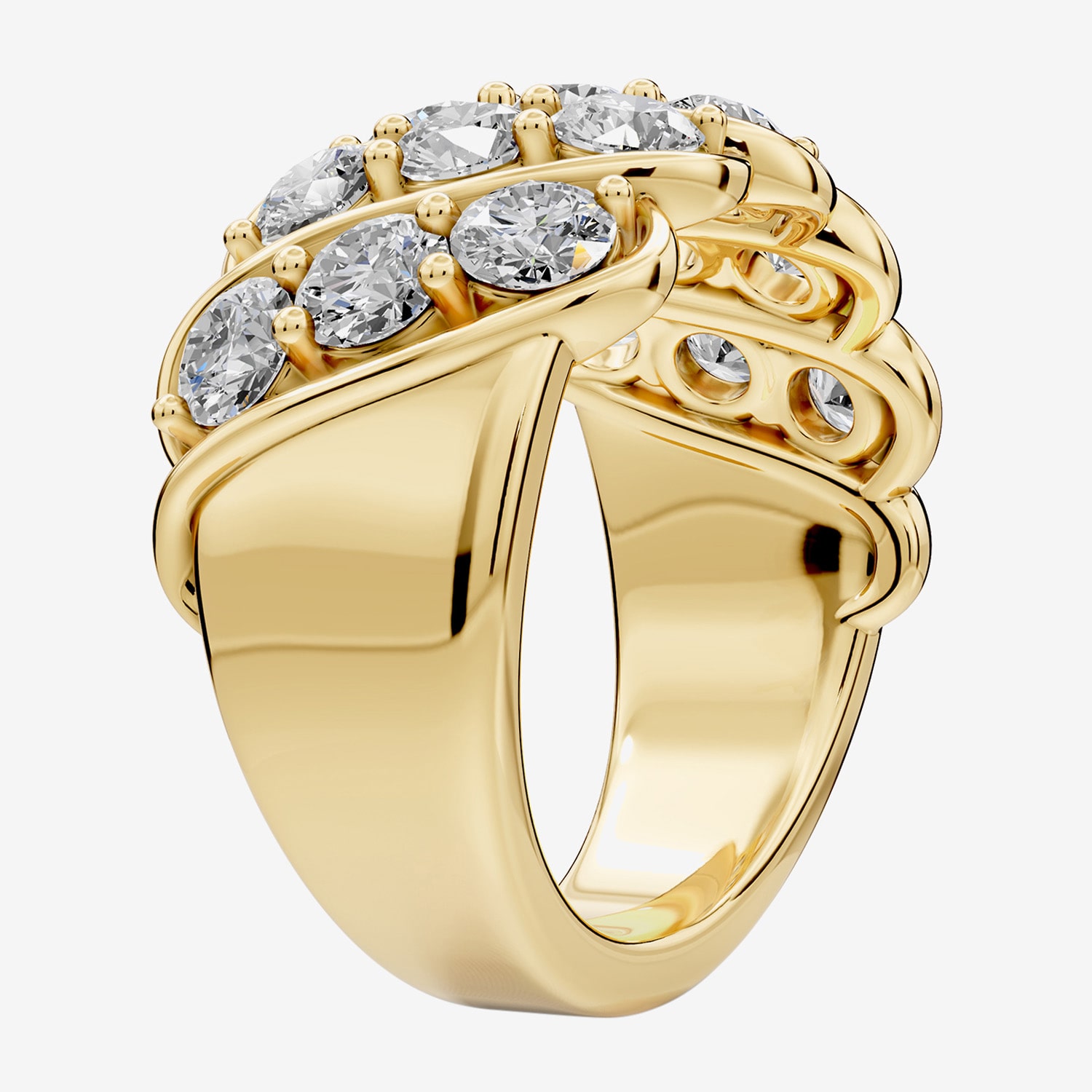 (F / Si2) Womens 2 1/2 CT. T.W. Lab Grown White Diamond 14K Gold Over Silver Round Cocktail Ring