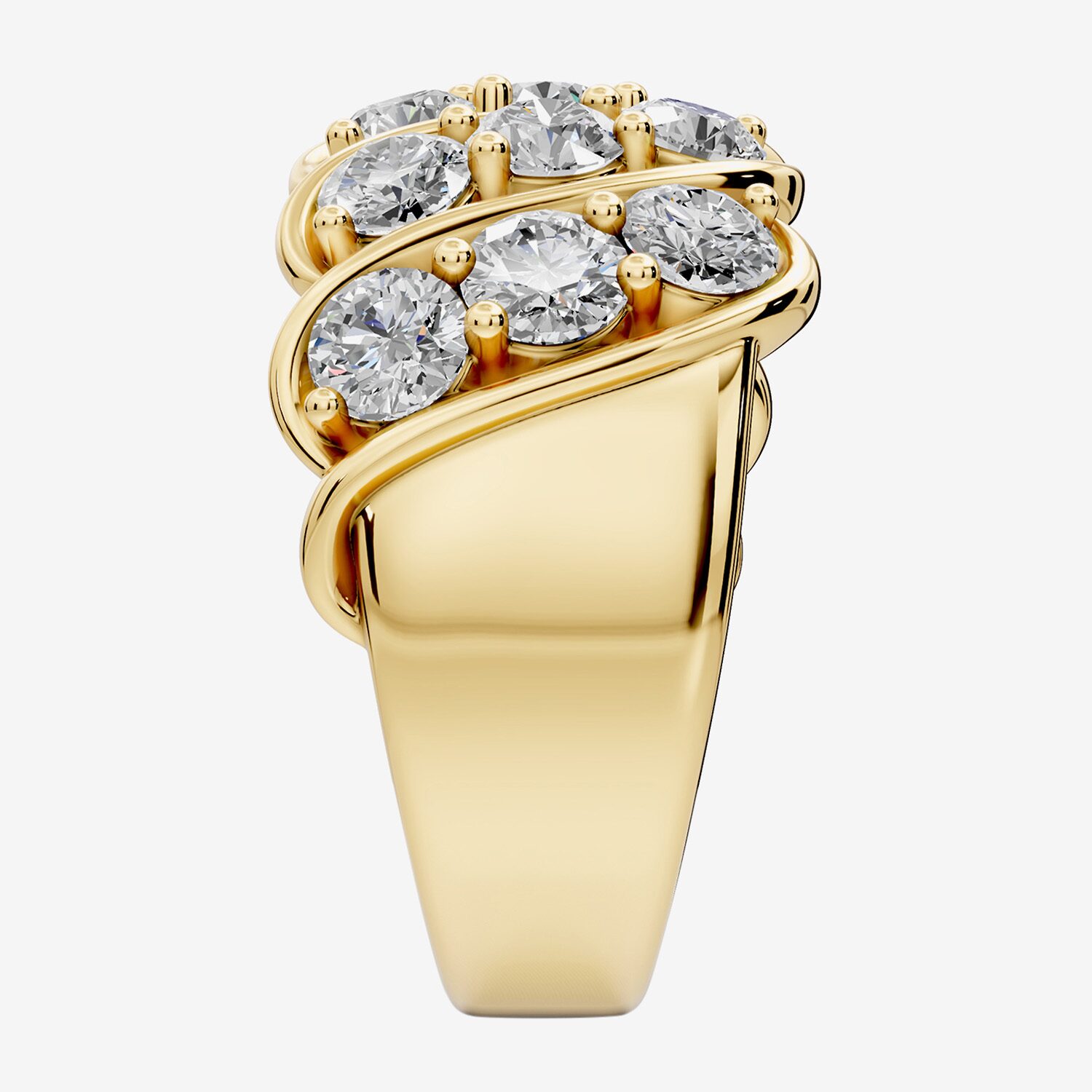 (F / Si2) Womens 2 1/2 CT. T.W. Lab Grown White Diamond 14K Gold Over Silver Round Cocktail Ring