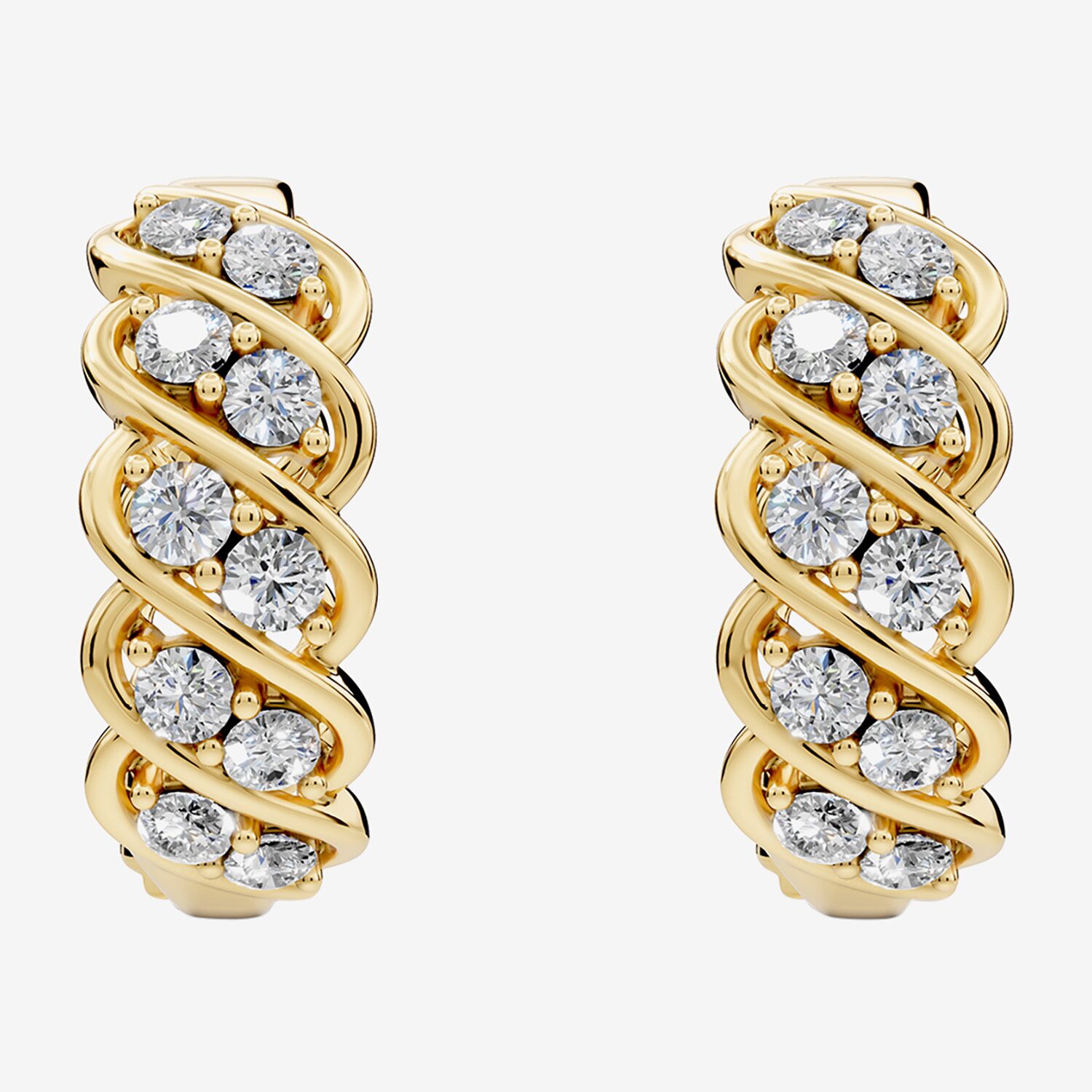 (F / Si2) Womens 2 CT. T.W. Lab Grown White Diamond 14K Gold Over Silver 23.5mm Round Hoop Earrings