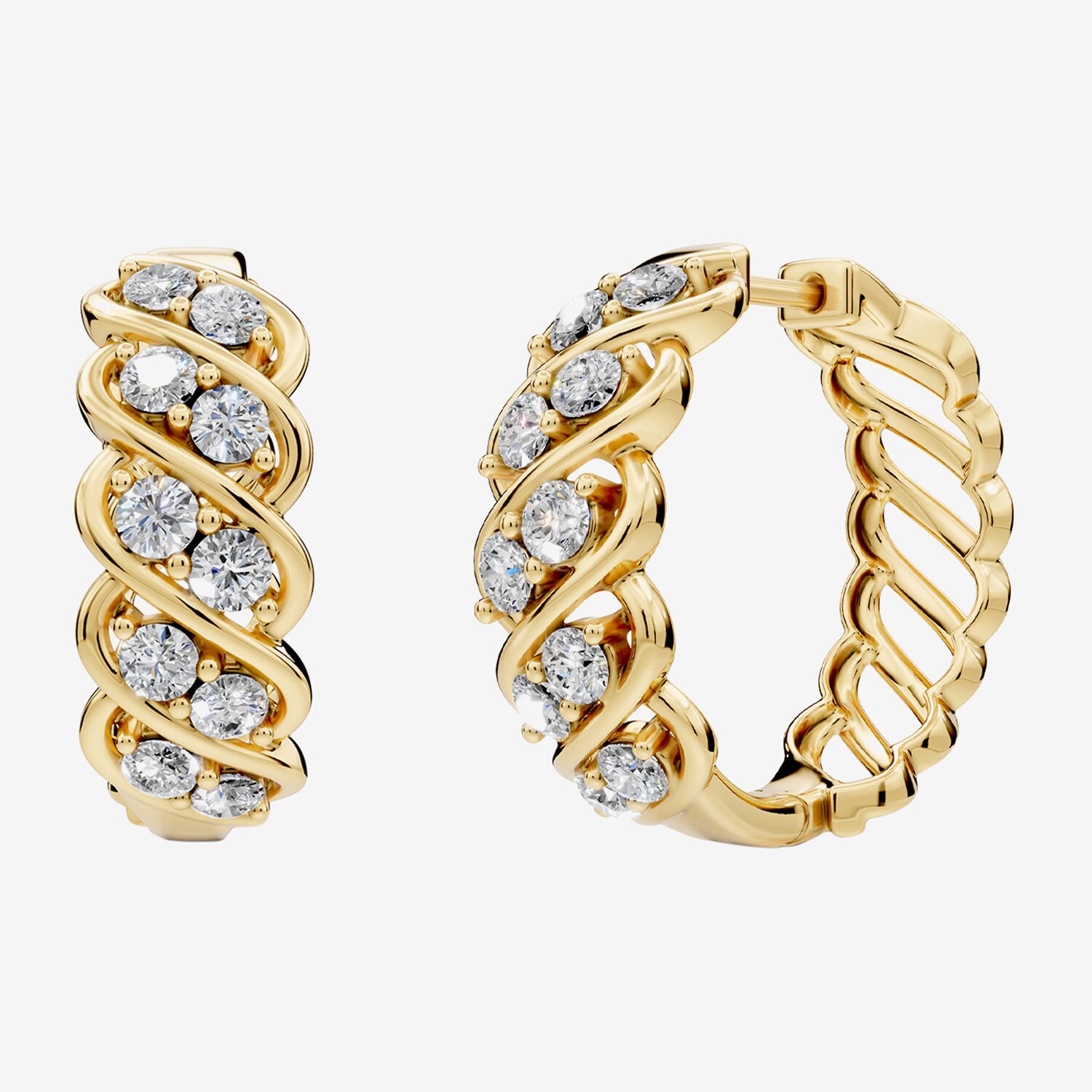 (F / Si2) Womens 2 CT. T.W. Lab Grown White Diamond 14K Gold Over Silver 23.5mm Round Hoop Earrings