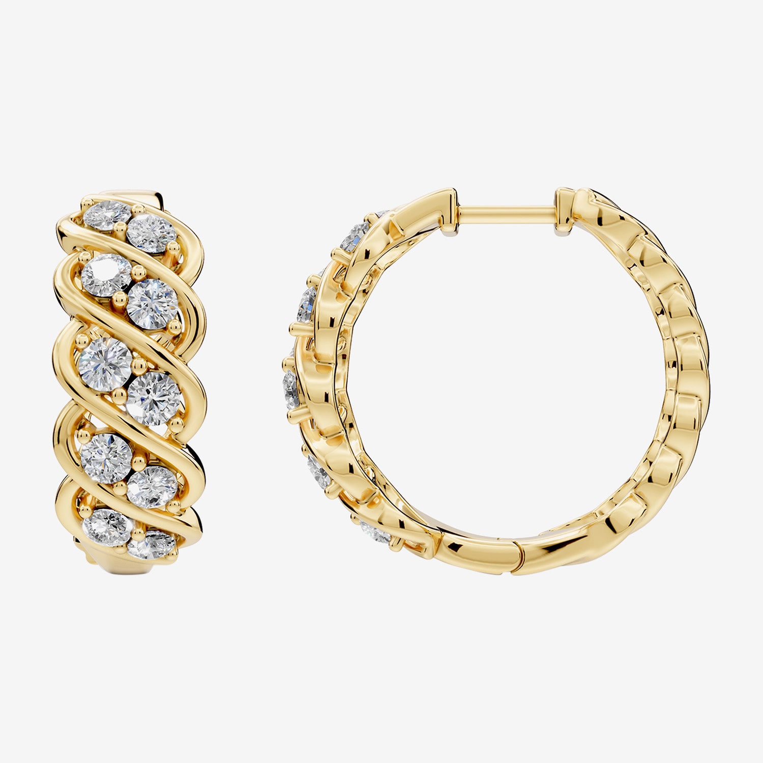 (F / Si2) Womens 2 CT. T.W. Lab Grown White Diamond 14K Gold Over Silver 23.5mm Round Hoop Earrings