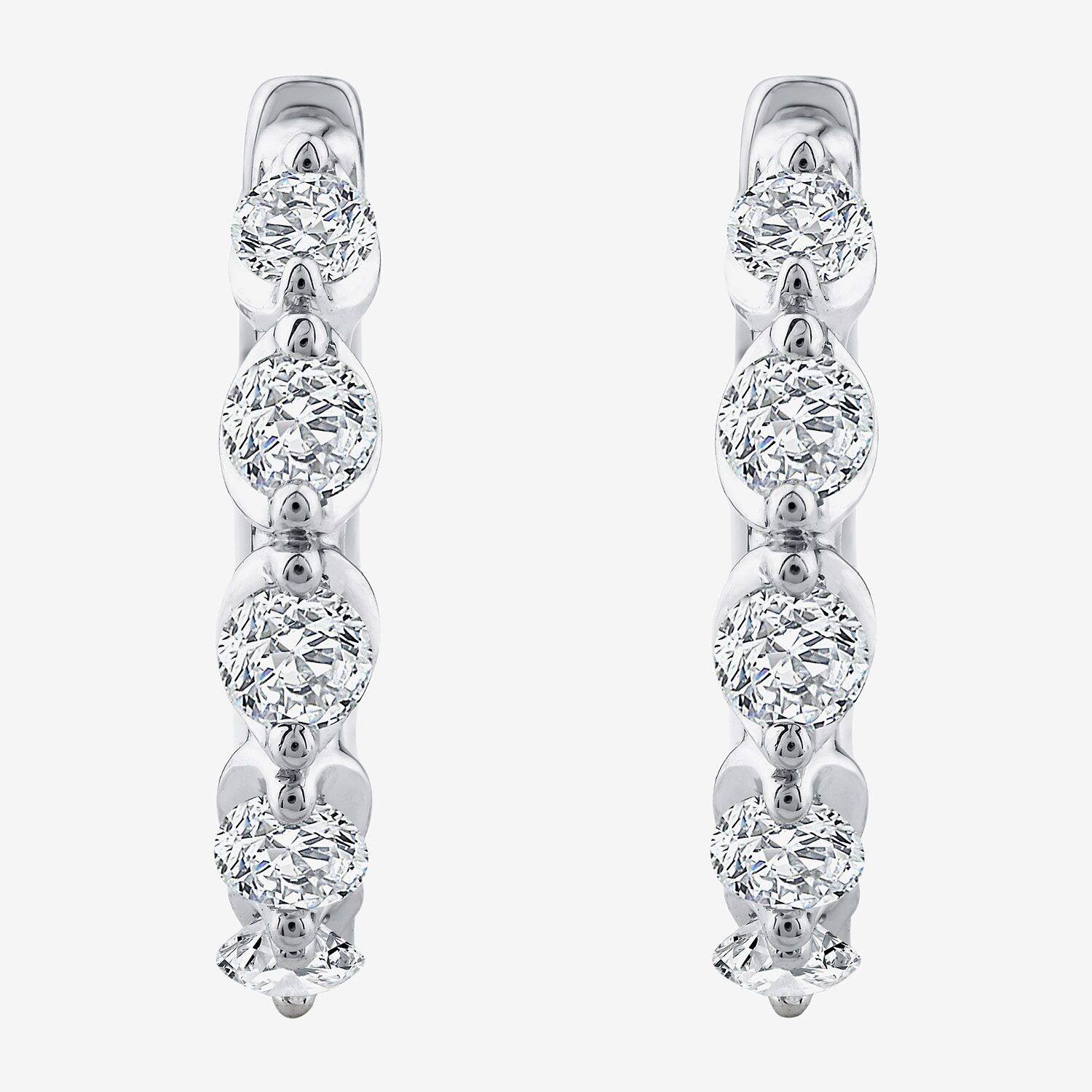 (F / Si2) Womens 3/4 CT. T.W. Lab Grown White Diamond Sterling Silver 15.7mm Hoop Earrings