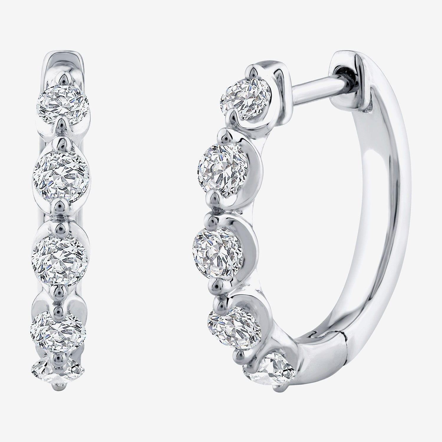 (F / Si2) Womens 3/4 CT. T.W. Lab Grown White Diamond Sterling Silver 15.7mm Hoop Earrings
