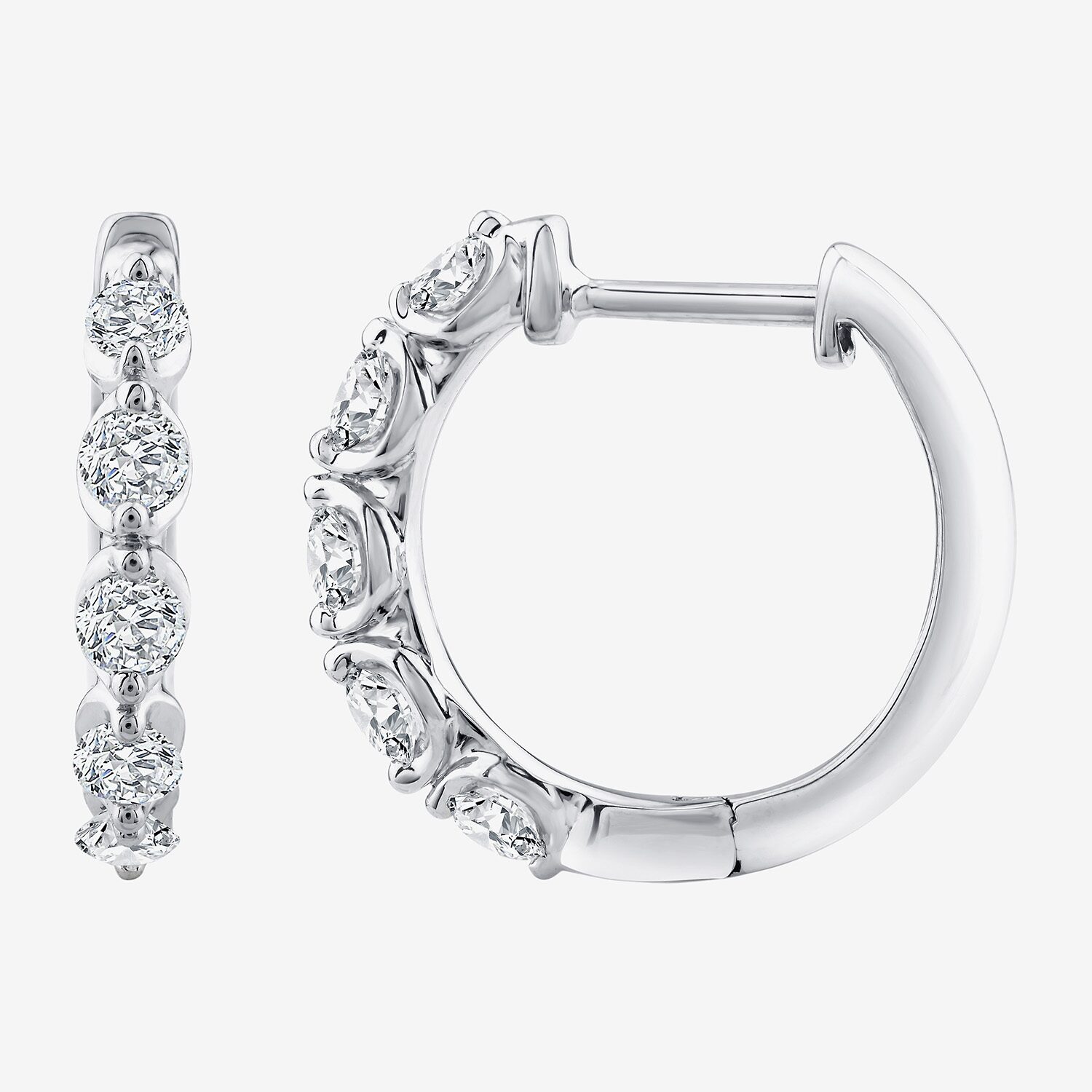(F / Si2) Womens 3/4 CT. T.W. Lab Grown White Diamond Sterling Silver 15.7mm Hoop Earrings