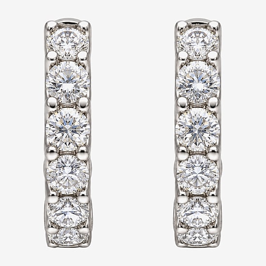 (G / Si1-Si2) Womens 5 CT. T.W. Lab Grown White Diamond Sterling Silver 2.3mm Hoop Earrings