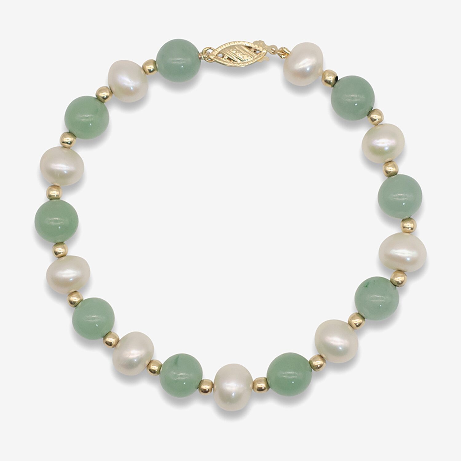 Limited Quantities! Womens White Cultured Freshwater Pearl 14K Gold Beaded Bracelet