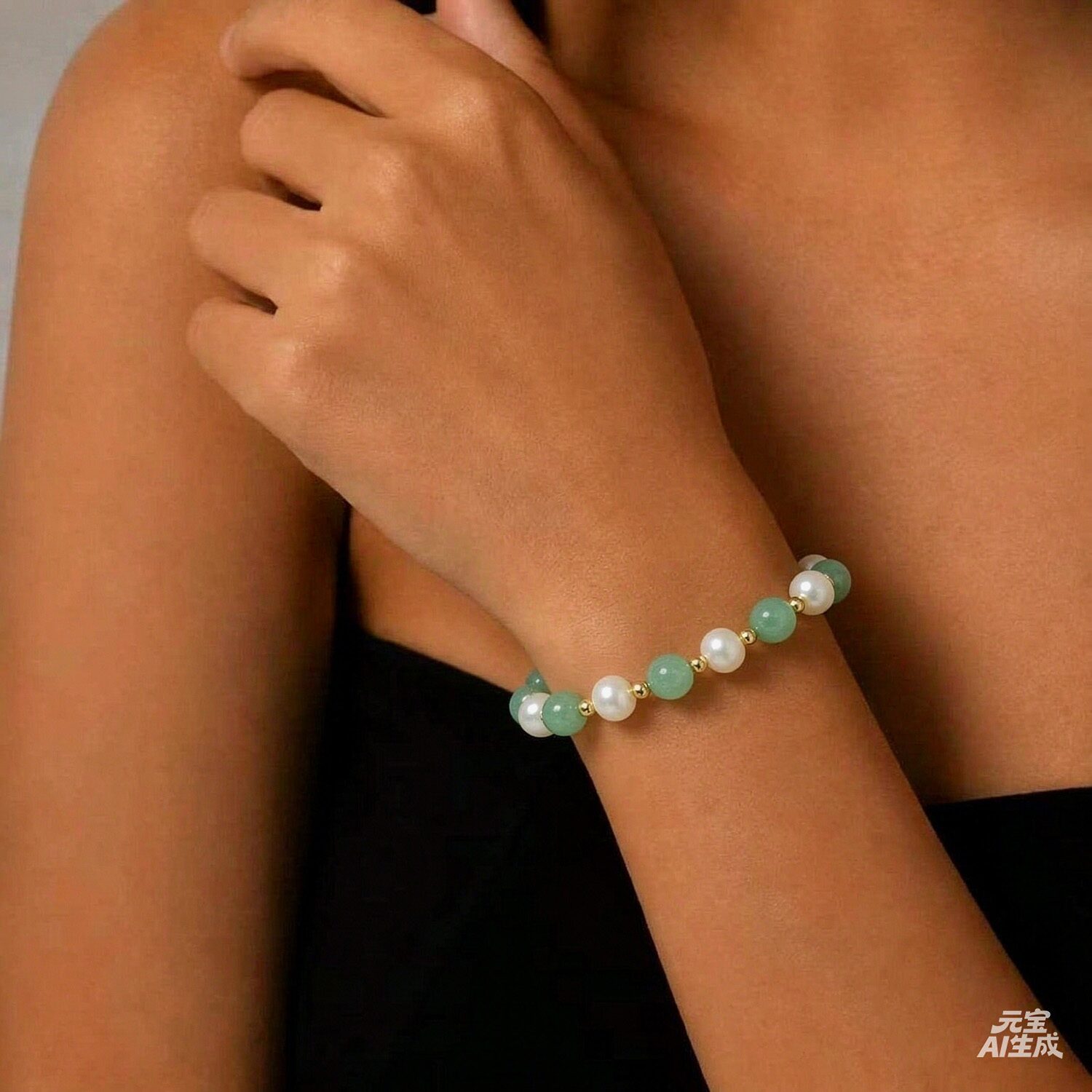 Limited Quantities! Womens White Cultured Freshwater Pearl 14K Gold Beaded Bracelet