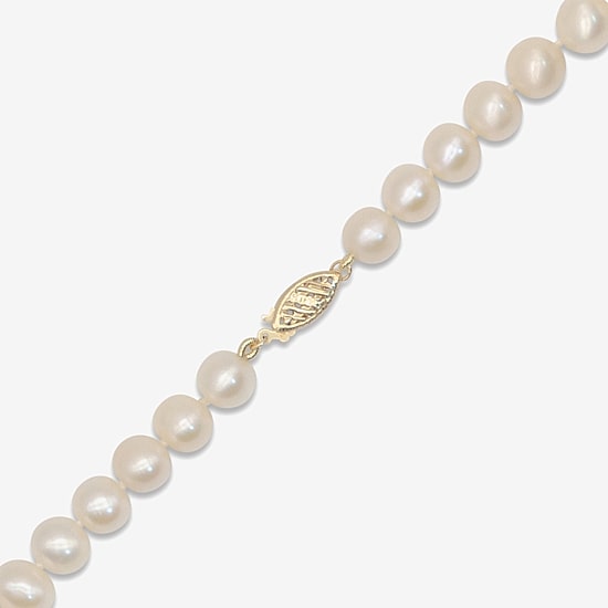 Womens White 10K Gold 18 Inch Strand Necklace