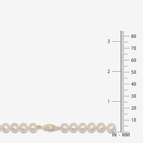 Womens White 10K Gold 18 Inch Strand Necklace