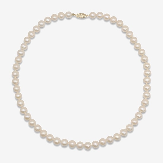 Womens White 10K Gold 18 Inch Strand Necklace