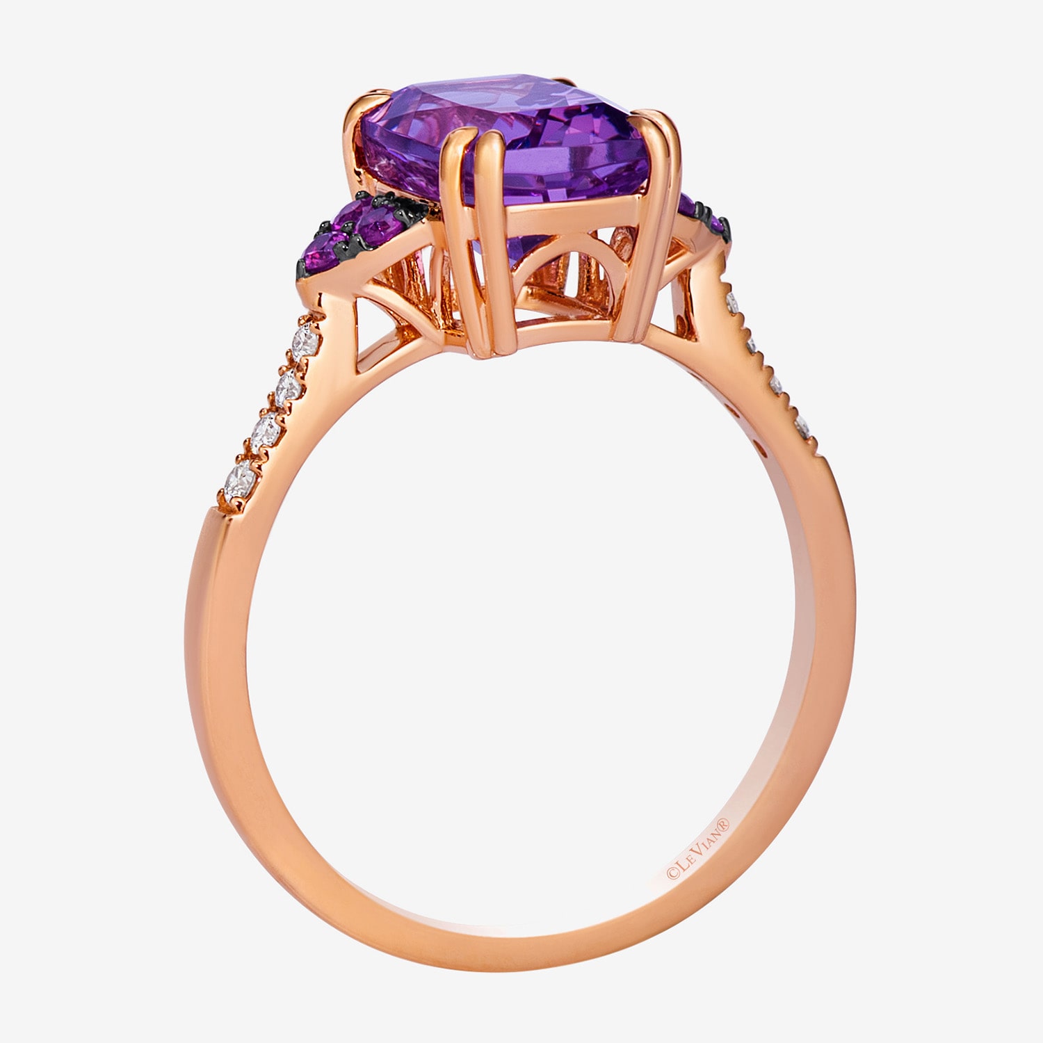 Le Vian Grand Sample Sale Le Vian Grand Sample Sale Limited Quantities! Womens Diamond Accent Genuine Purple Amethyst 14K Rose Gold Cushion Cocktail Ring