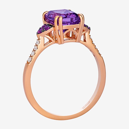 Le Vian Grand Sample Sale Le Vian Grand Sample Sale Limited Quantities! Womens Diamond Accent Genuine Purple Amethyst 14K Rose Gold Cushion Cocktail Ring