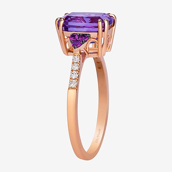 Le Vian Grand Sample Sale Le Vian Grand Sample Sale Limited Quantities! Womens Diamond Accent Genuine Purple Amethyst 14K Rose Gold Cushion Cocktail Ring