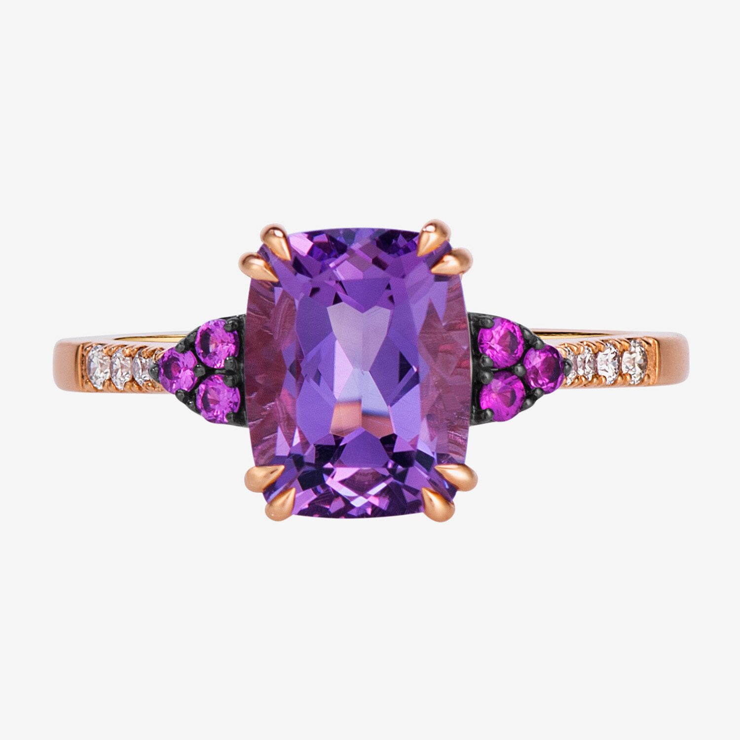 Le Vian Grand Sample Sale Le Vian Grand Sample Sale Limited Quantities! Womens Diamond Accent Genuine Purple Amethyst 14K Rose Gold Cushion Cocktail Ring