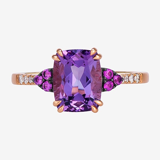 Le Vian Grand Sample Sale Le Vian Grand Sample Sale Limited Quantities! Womens Diamond Accent Genuine Purple Amethyst 14K Rose Gold Cushion Cocktail Ring