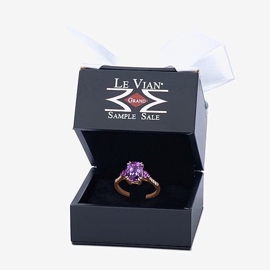 Le Vian Grand Sample Sale Le Vian Grand Sample Sale Limited Quantities! Womens Diamond Accent Genuine Purple Amethyst 14K Rose Gold Cushion Cocktail Ring