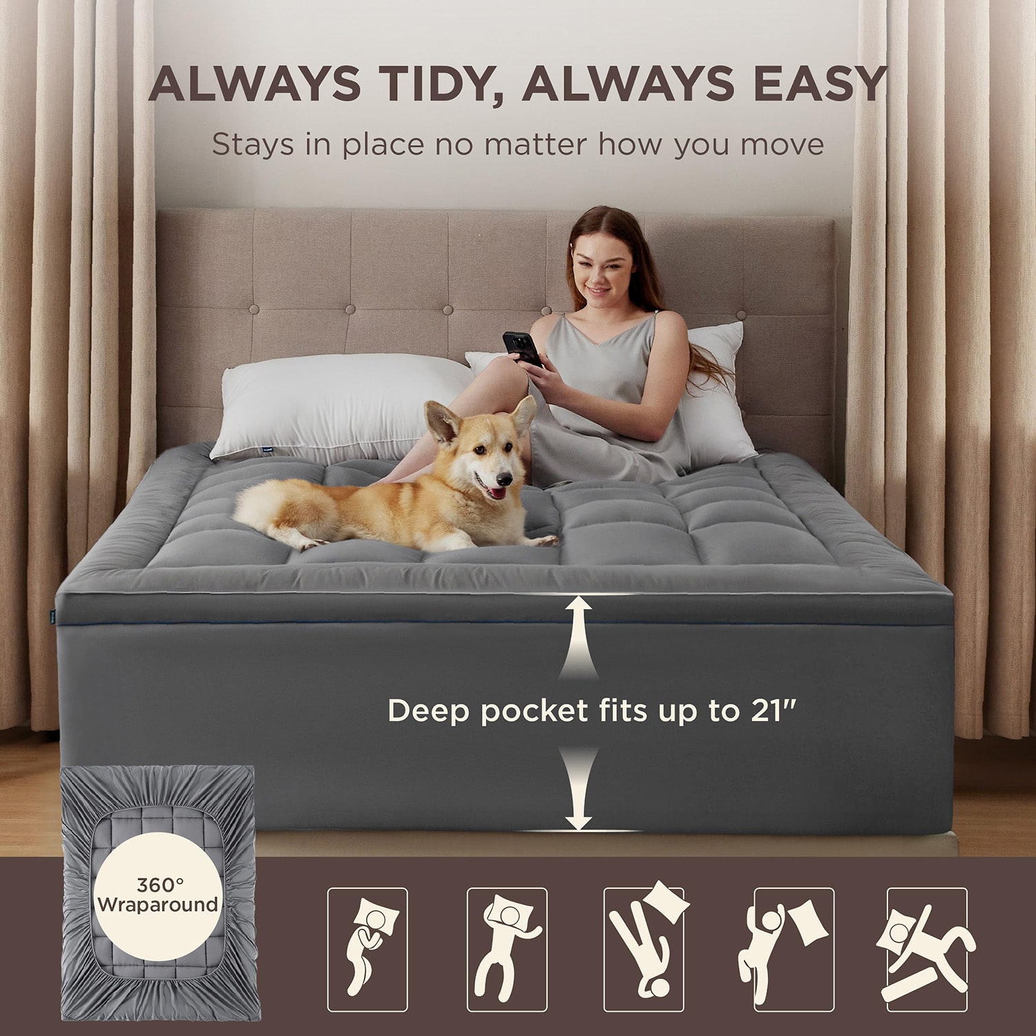 Bedsure® Overfilled Deep Pocket Mattress Pad