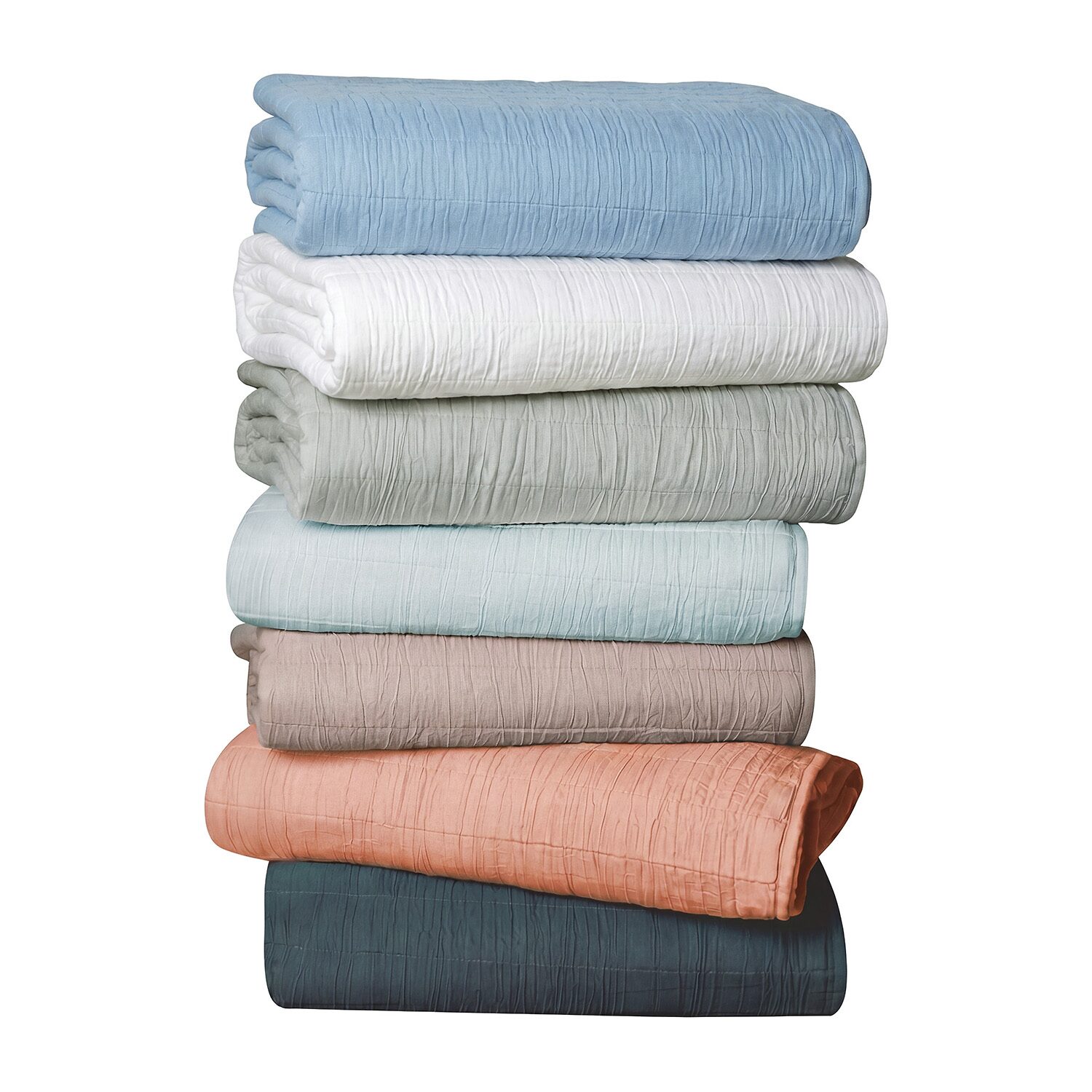 Swift Home Lightweight Oversized Enzyme Washed Crinkle Quilt Coverlet Bedspread Set