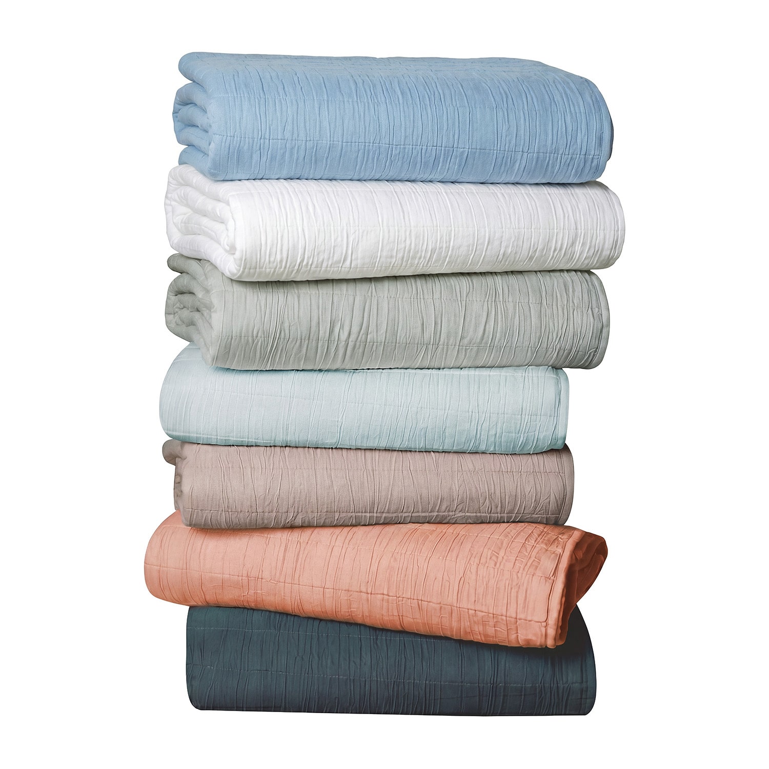 Swift Home Lightweight Oversized Enzyme Washed Crinkle Quilt Coverlet Bedspread Set