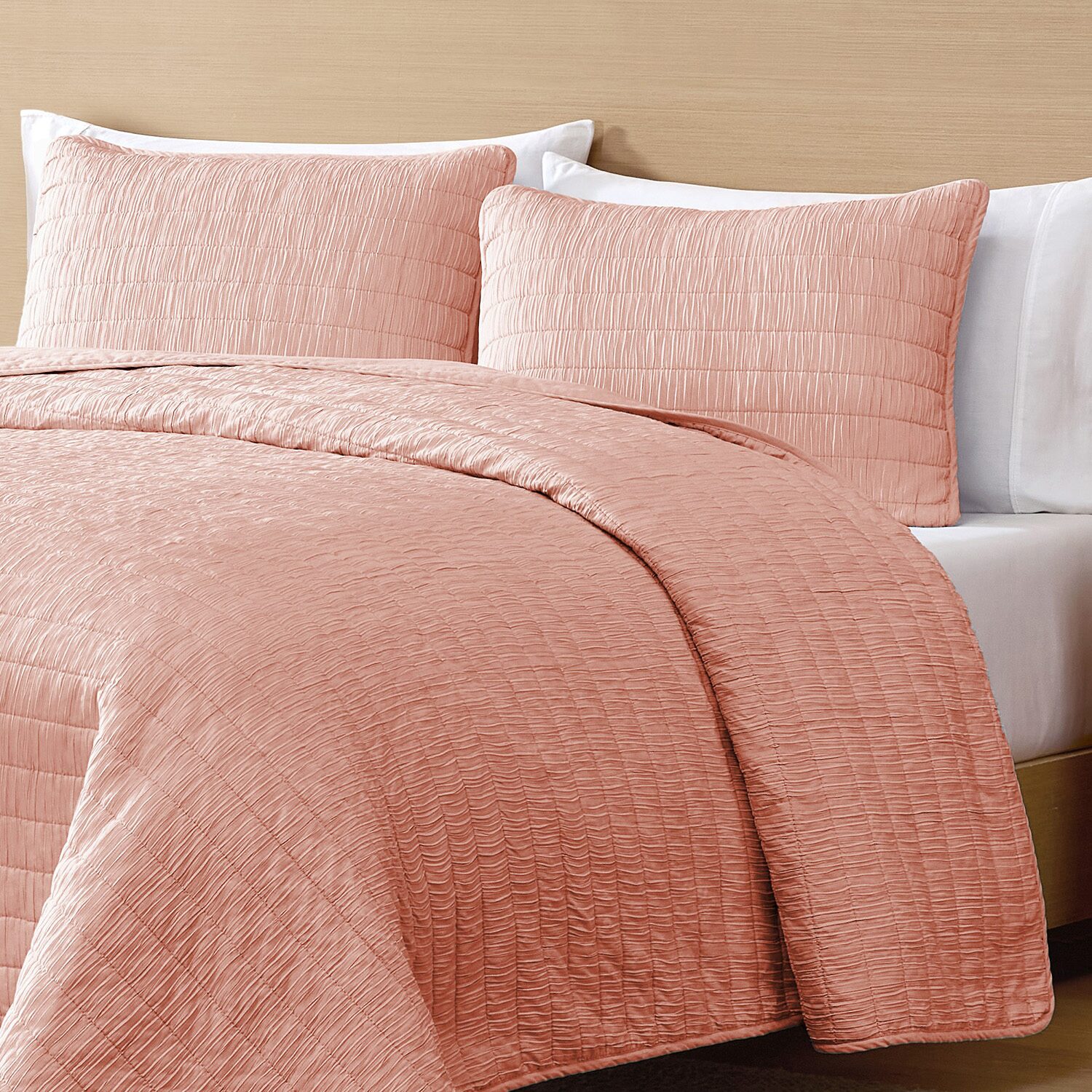 Swift Home Lightweight Oversized Enzyme Washed Crinkle Quilt Coverlet Bedspread Set