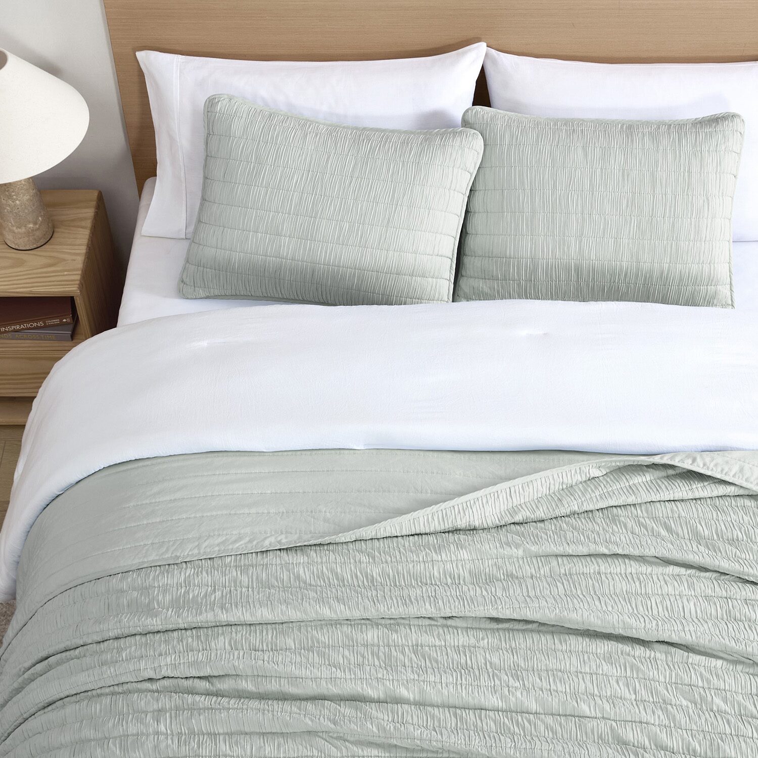 Swift Home Lightweight Oversized Enzyme Washed Crinkle Quilt Coverlet Bedspread Set