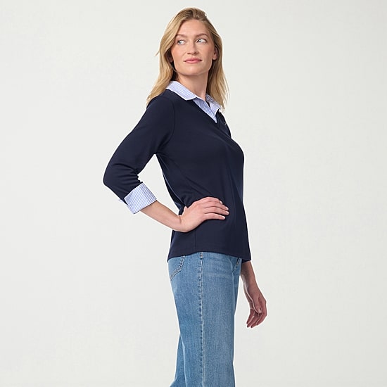 Gloria Vanderbilt Maxine Womens Long Sleeve Layered Top