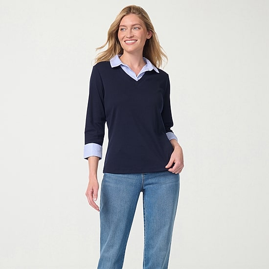 Gloria Vanderbilt Maxine Womens Long Sleeve Layered Top