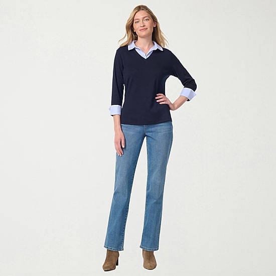 Gloria Vanderbilt Maxine Womens Long Sleeve Layered Top
