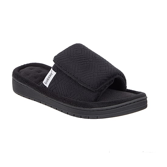 Isotoner Ribbed Knit Adjustable Womens Memory Foam Slip-On Slippers