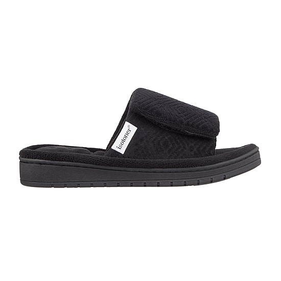 Isotoner Ribbed Knit Adjustable Womens Memory Foam Slip-On Slippers