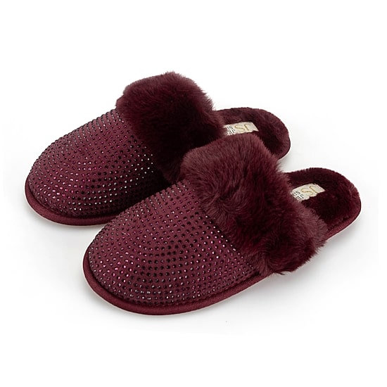 JS Jessica Simpson Rhinestone Scuff Womens Clog Slippers
