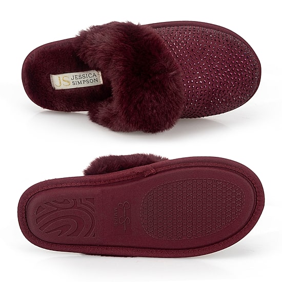 JS Jessica Simpson Rhinestone Scuff Womens Clog Slippers
