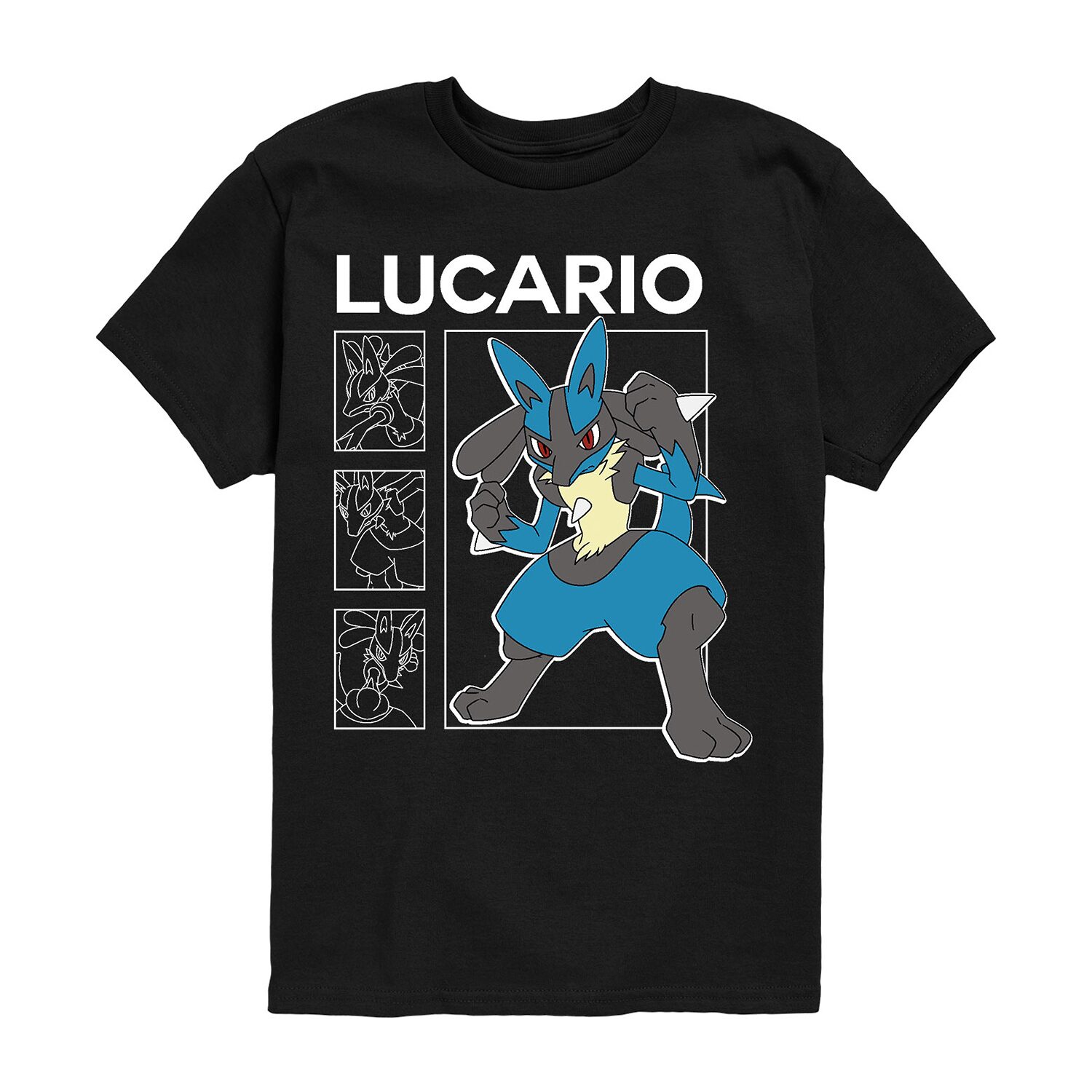 Lucario Stance Little & Big Kid Boys Crew Neck Short Sleeve Regular Fit Pokemon Graphic T-Shirt
