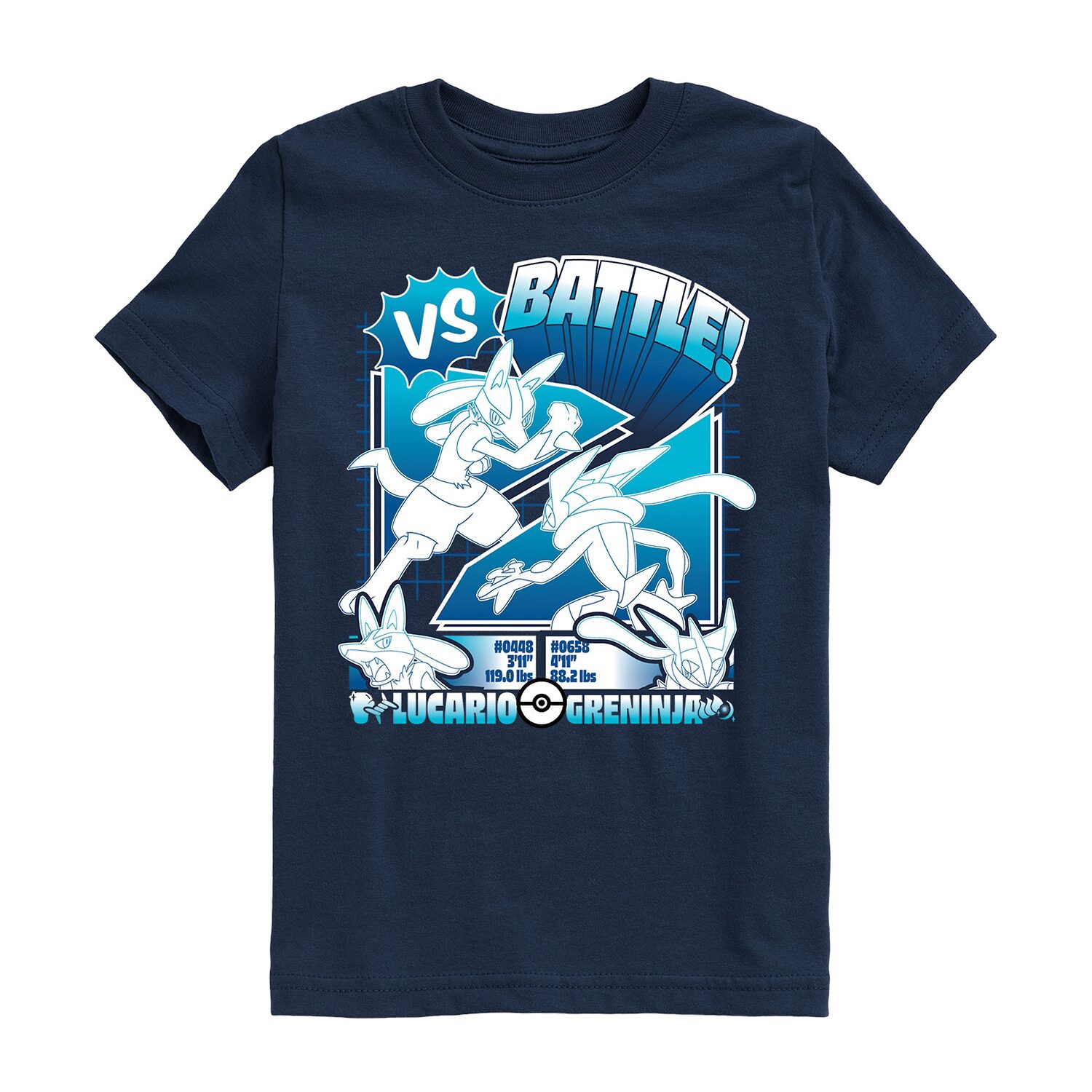 Lucario Greninja Vs Little & Big Kid Boys Crew Neck Short Sleeve Regular Fit Pokemon Graphic T-Shirt