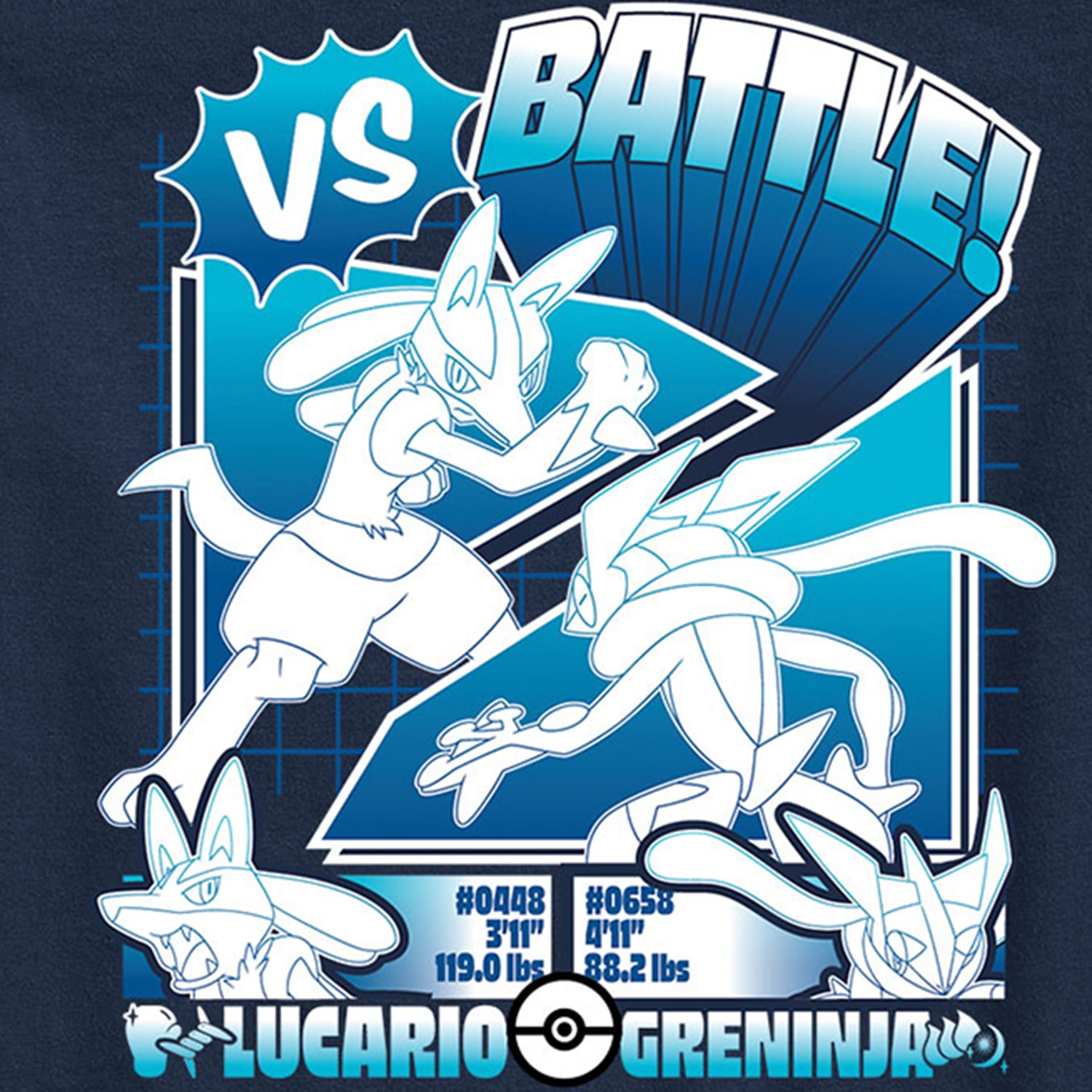 Lucario Greninja Vs Little & Big Kid Boys Crew Neck Short Sleeve Regular Fit Pokemon Graphic T-Shirt
