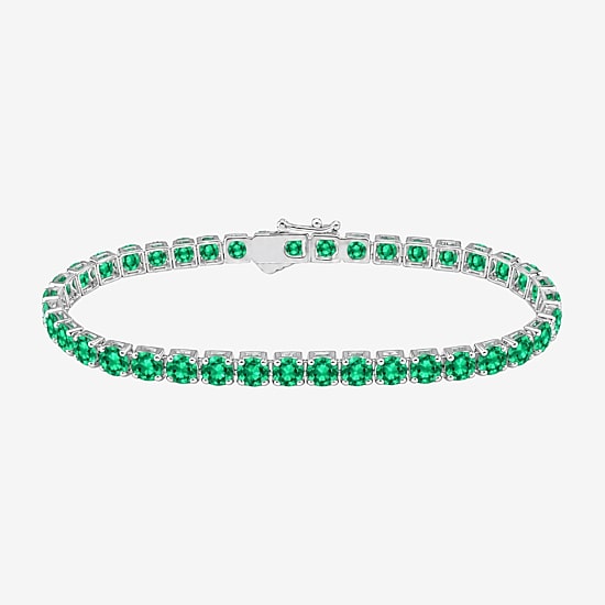 Womens Gemstone Sterling Silver 7.25 Inch Tennis Bracelet