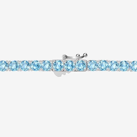Womens Gemstone Sterling Silver 17 1/4 Inch Tennis Necklace