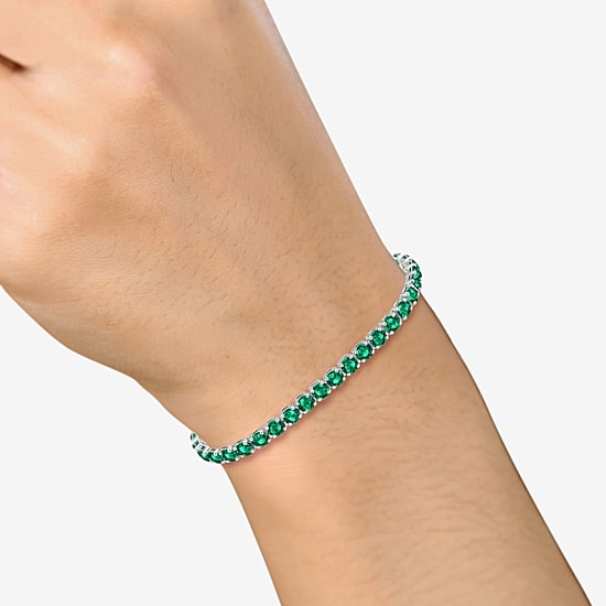 Womens Gemstone Sterling Silver 7.25 Inch Tennis Bracelet