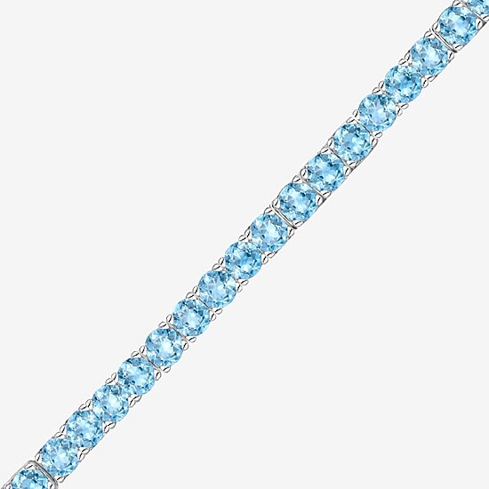 Womens Gemstone Sterling Silver 17 1/4 Inch Tennis Necklace