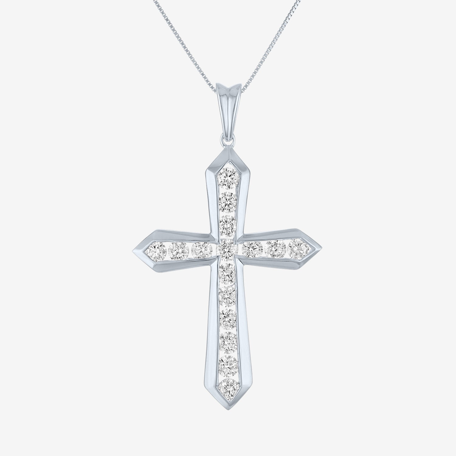 (G-H/Si2-I1) Womens 1 CT. T.W. Lab Grown White Diamond 10K Gold Cross 18 Inch Pendant Necklace