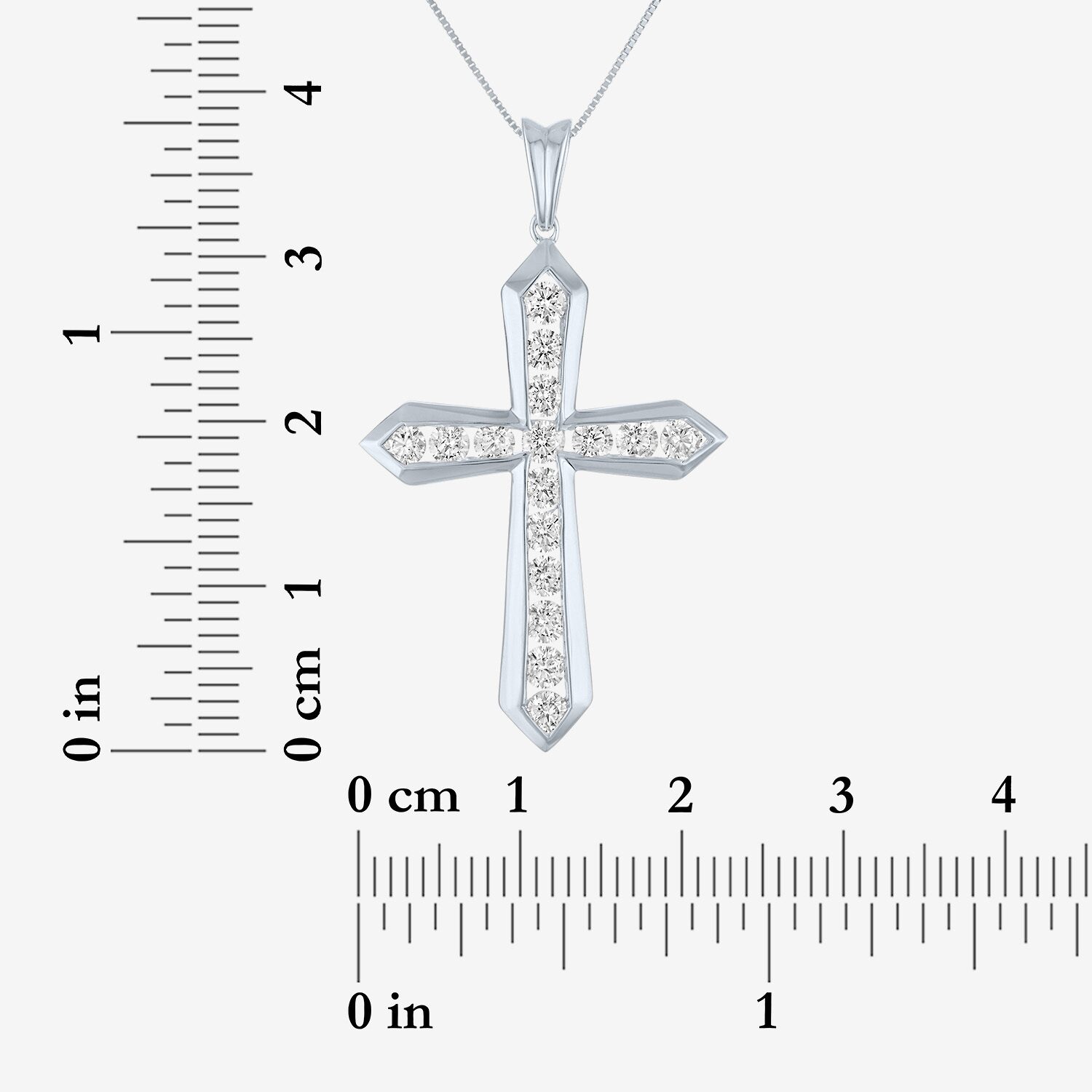 (G-H/Si2-I1) Womens 1 CT. T.W. Lab Grown White Diamond 10K Gold Cross 18 Inch Pendant Necklace