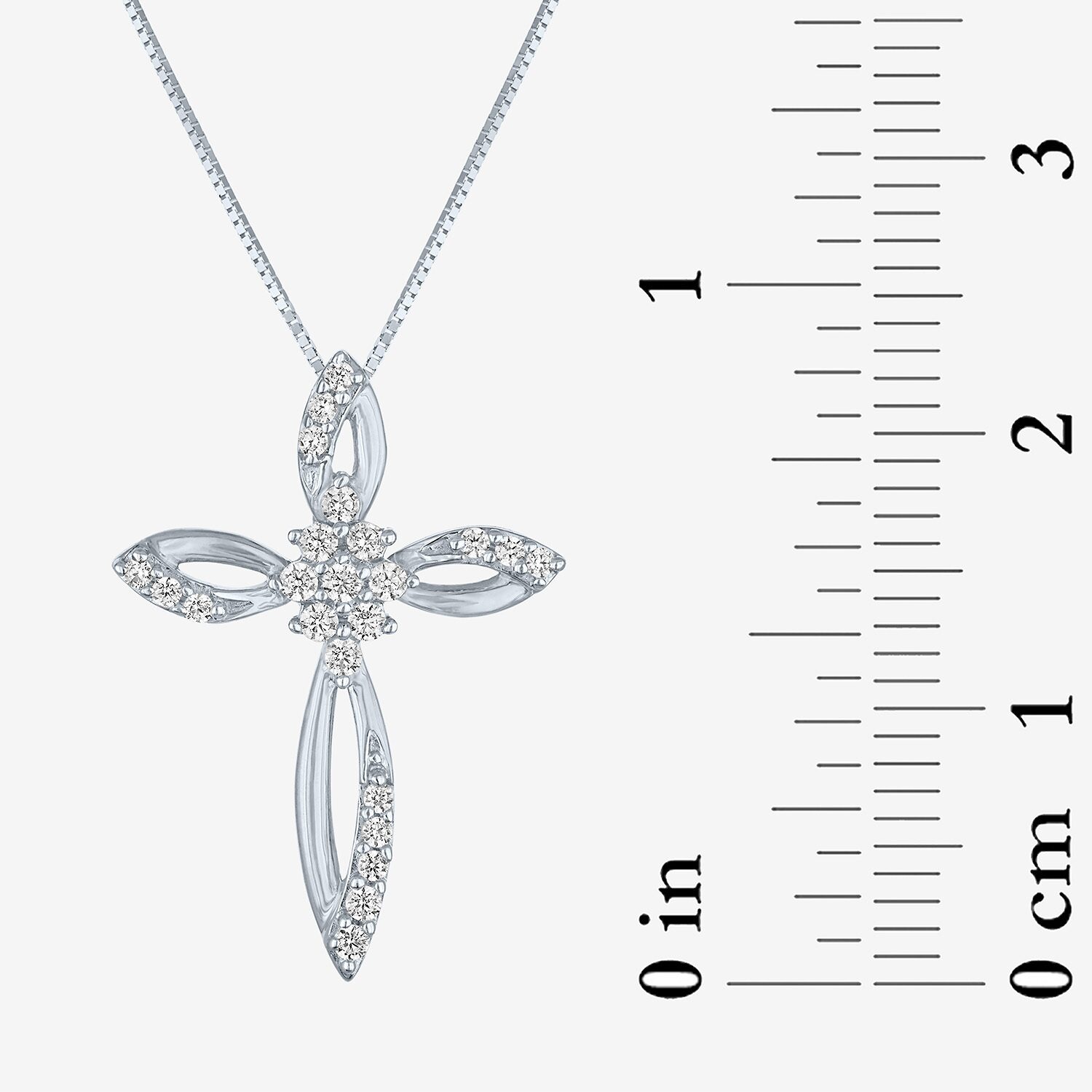 (G-H/ I1-I2) Womens 1/6 CT. T.W. Lab Grown White Diamond 10K Gold Cross 18 Inch Pendant Necklace