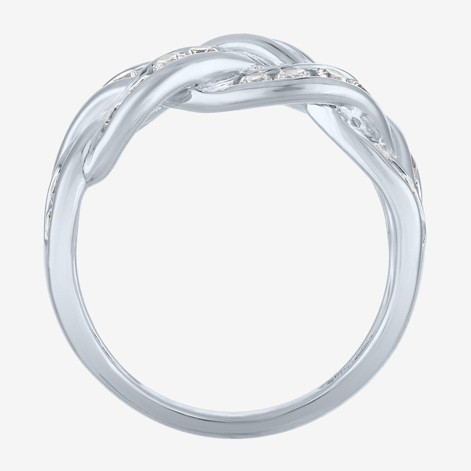 (G-H / I1-I2) Womens 1 CT. T.W. Lab Grown White Diamond 10K Gold Crossover Cocktail Ring