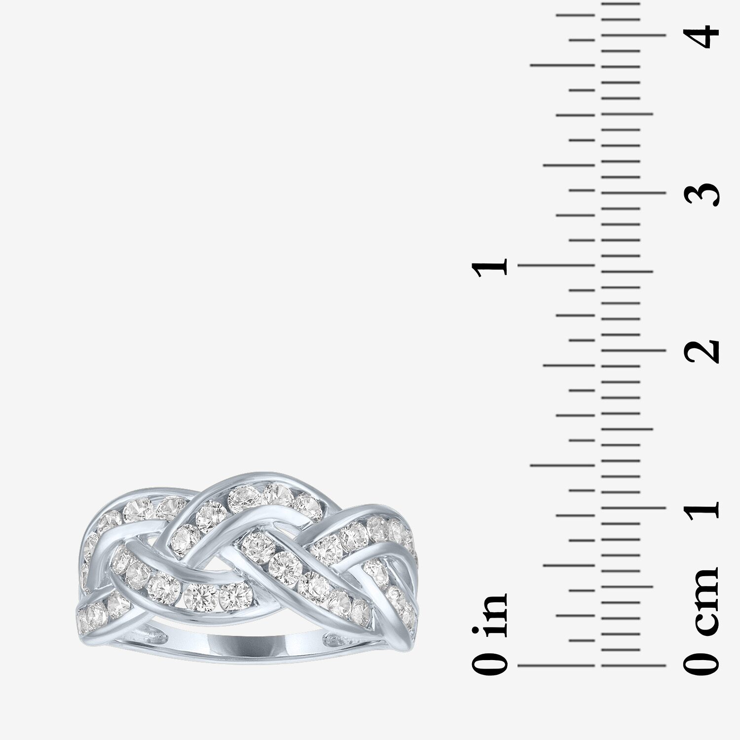 (G-H / I1-I2) Womens 1 CT. T.W. Lab Grown White Diamond 10K Gold Crossover Cocktail Ring