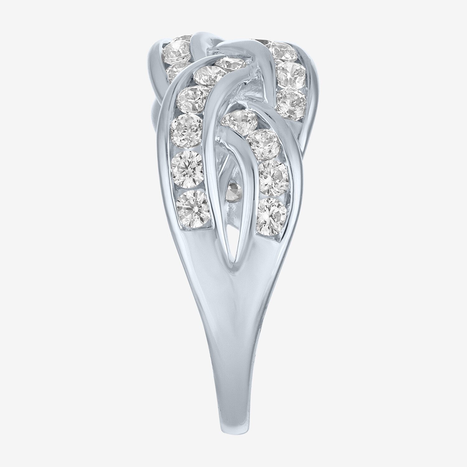 (G-H / I1-I2) Womens 1 CT. T.W. Lab Grown White Diamond 10K Gold Crossover Cocktail Ring